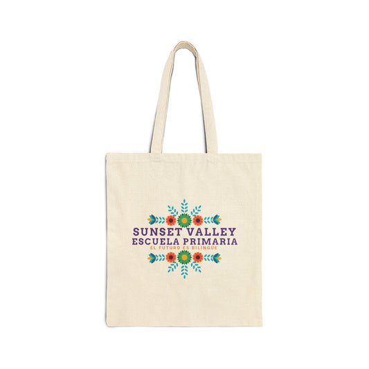 Floral cotton canvas tote bag